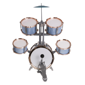 Duża Perkusja 5-bębnowa dla dzieci 3+ Błękitny + Metalowy talerz + 2 Pałki + Krzesełko